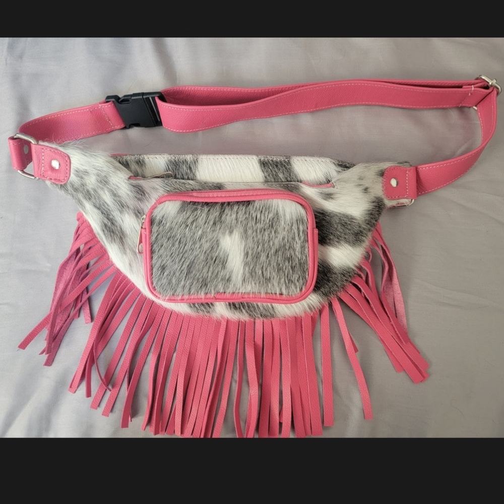 Pink cowhide bum bag